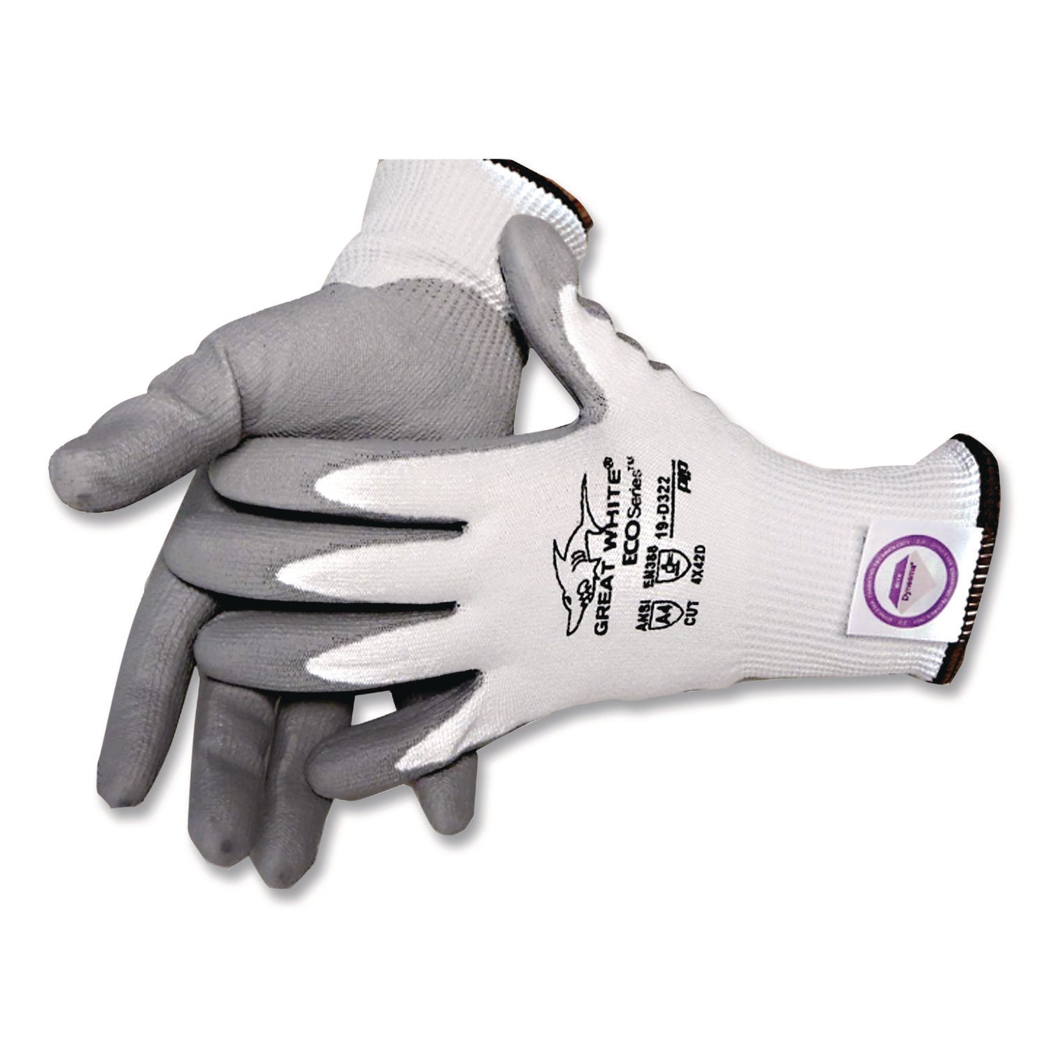 Great White 3GX Seamless Knit Dyneema Diamond Blended Gloves, X-Large, White/Gray