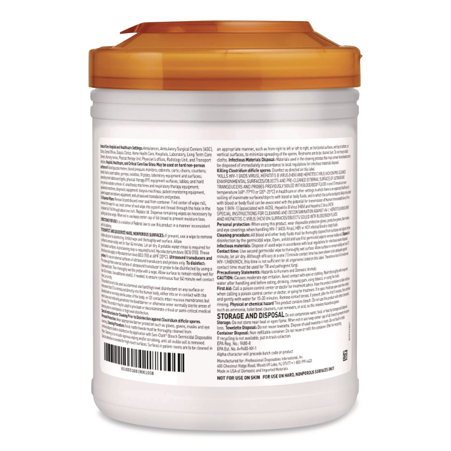 Sani-Cloth Bleach Germicidal Disposable Wipes, Deep-Well Lid Canister, 10.5 x 6, 75/Canister