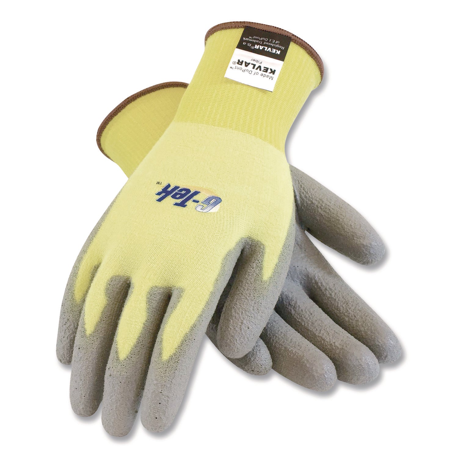 G-Tek KEV Cut-Resistant Seamless-Knit Gloves, Large (Size 9), Yellow/Gray, 12 Pairs