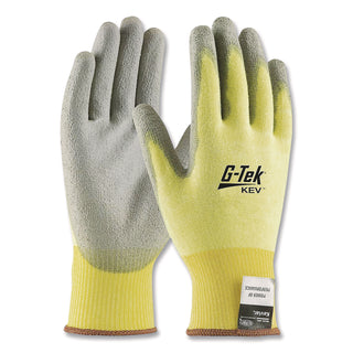 G-Tek KEV Cut-Resistant Seamless-Knit Gloves, X-Large (Size 10), Yellow/Gray, 12 Pairs