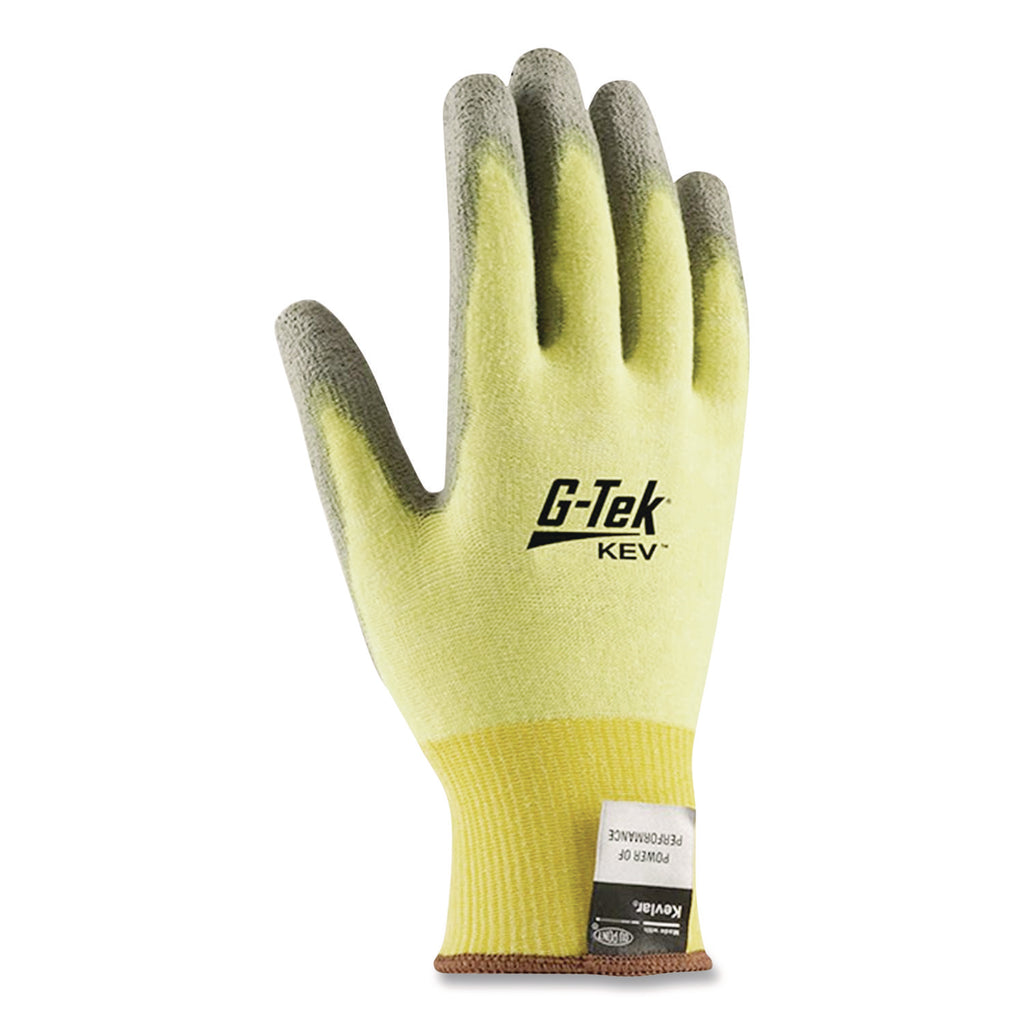 G-Tek KEV Cut-Resistant Seamless-Knit Gloves, X-Large (Size 10), Yellow/Gray, 12 Pairs