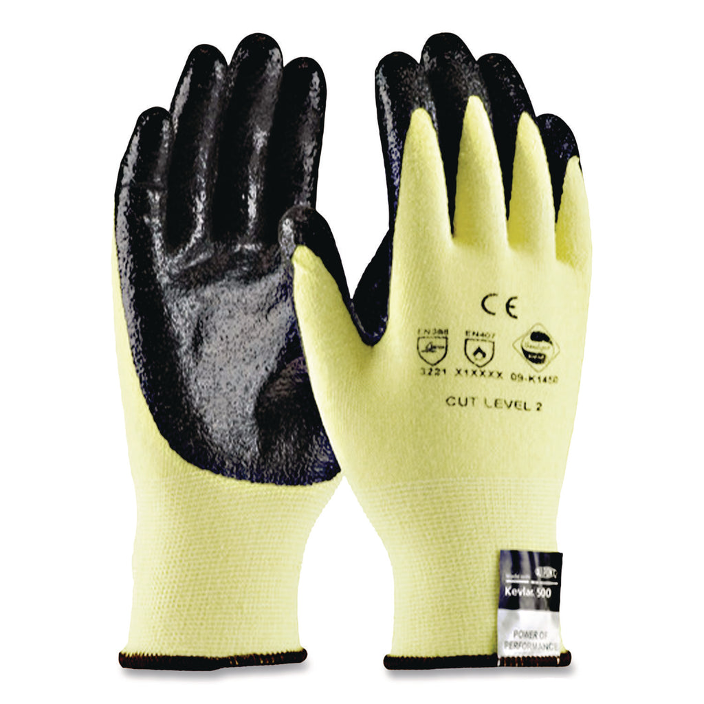KEV Seamless Knit Kevlar Gloves, X-Large, Yellow/Black, 12 Pairs