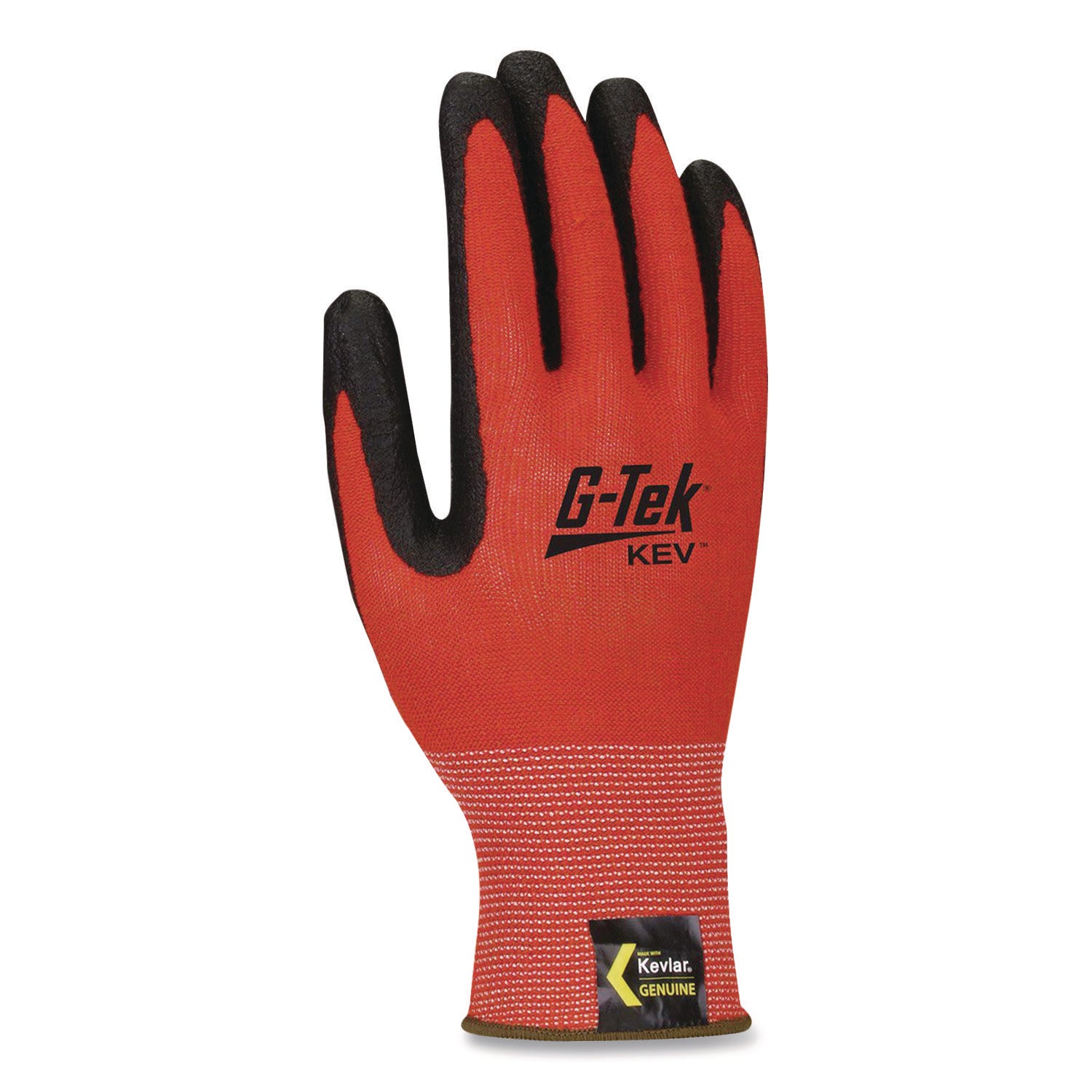 KEV Hi-Vis Seamless Knit Kevlar Gloves, Medium, Red/Black