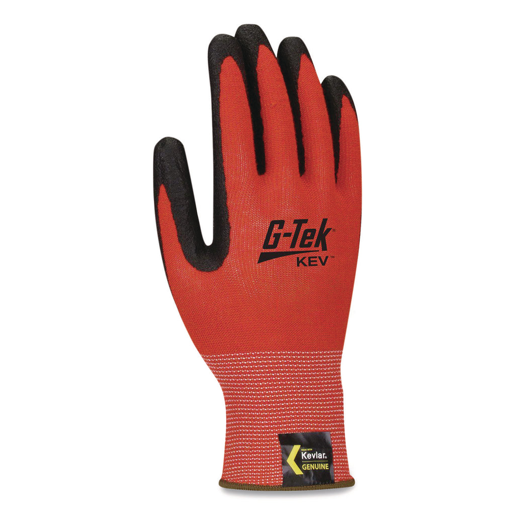 KEV Hi-Vis Seamless Knit Kevlar Gloves, 2X-Large, Red/Black