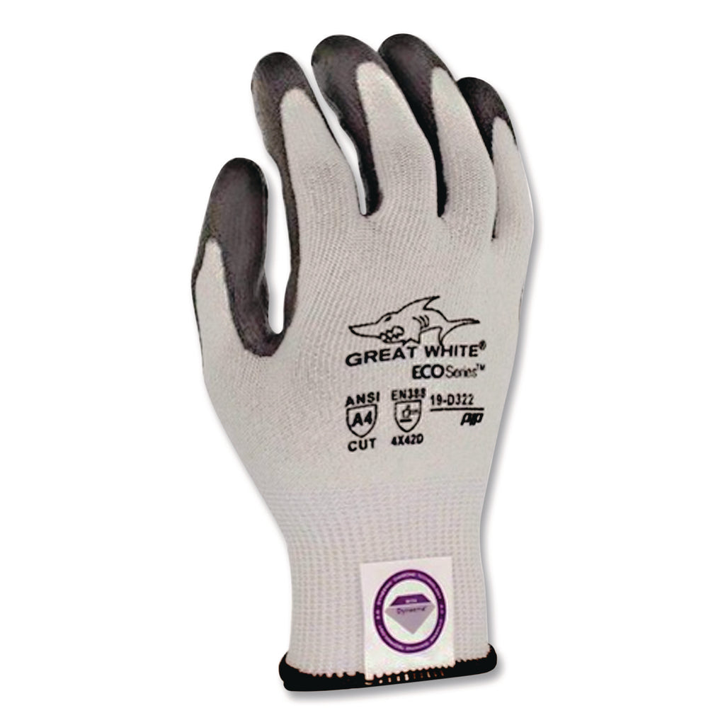 Great White 3GX Seamless Knit Dyneema Diamond Blended Gloves, Large, White/Gray