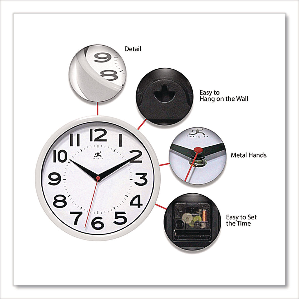 Metro Wall Clock, 9" Diameter, Silver Case, 1 AA (sold separately)