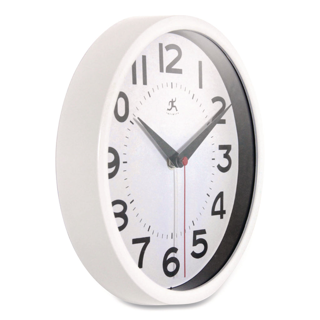 Metro Wall Clock, 9" Diameter, White Case, 1 AA (sold separately)