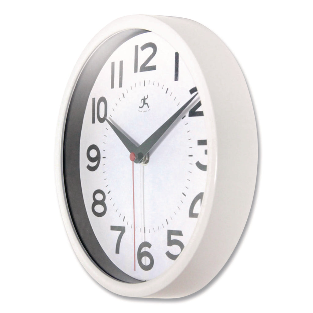 Metro Wall Clock, 9" Diameter, White Case, 1 AA (sold separately)