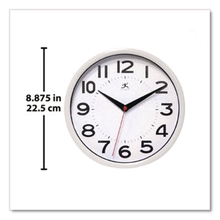Metro Wall Clock, 9" Diameter, White Case, 1 AA (sold separately)