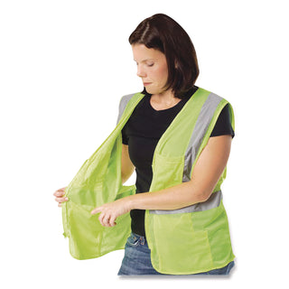 ANSI Class 2 Two-Pocket Zipper Mesh Safety Vest, 2X-Large, Hi-Viz Lime Yellow