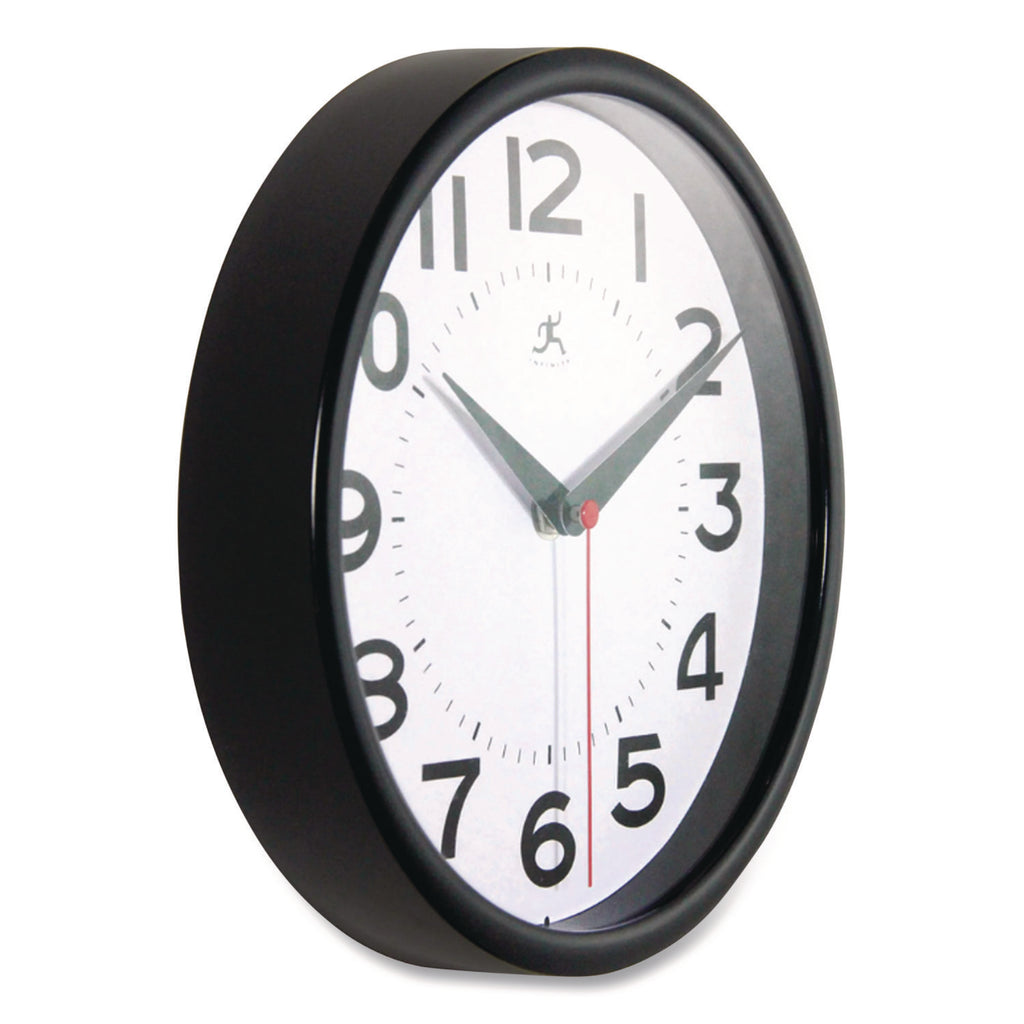 Metro Wall Clock, 9" Diameter, Black Case, 1 AA (sold separately)