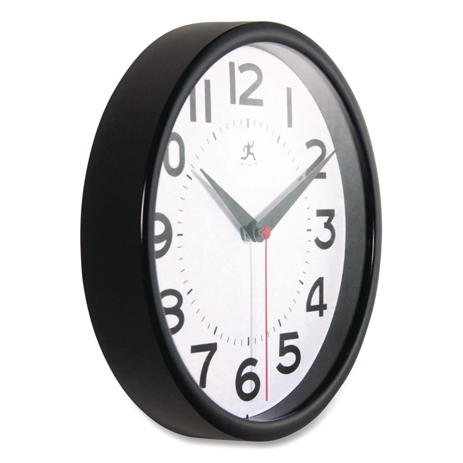 Metro Wall Clock, 9" Diameter, Black Case, 1 AA (sold separately)