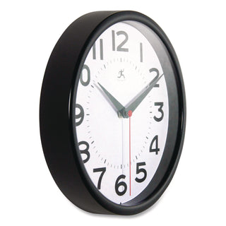 Metro Wall Clock, 9" Diameter, Black Case, 1 AA (sold separately)