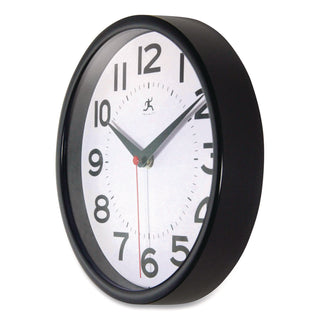 Metro Wall Clock, 9" Diameter, Black Case, 1 AA (sold separately)