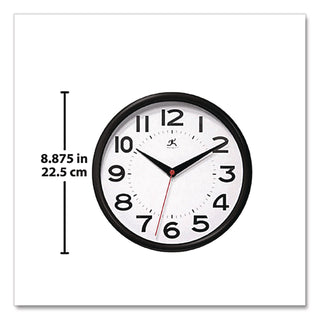 Metro Wall Clock, 9" Diameter, Black Case, 1 AA (sold separately)