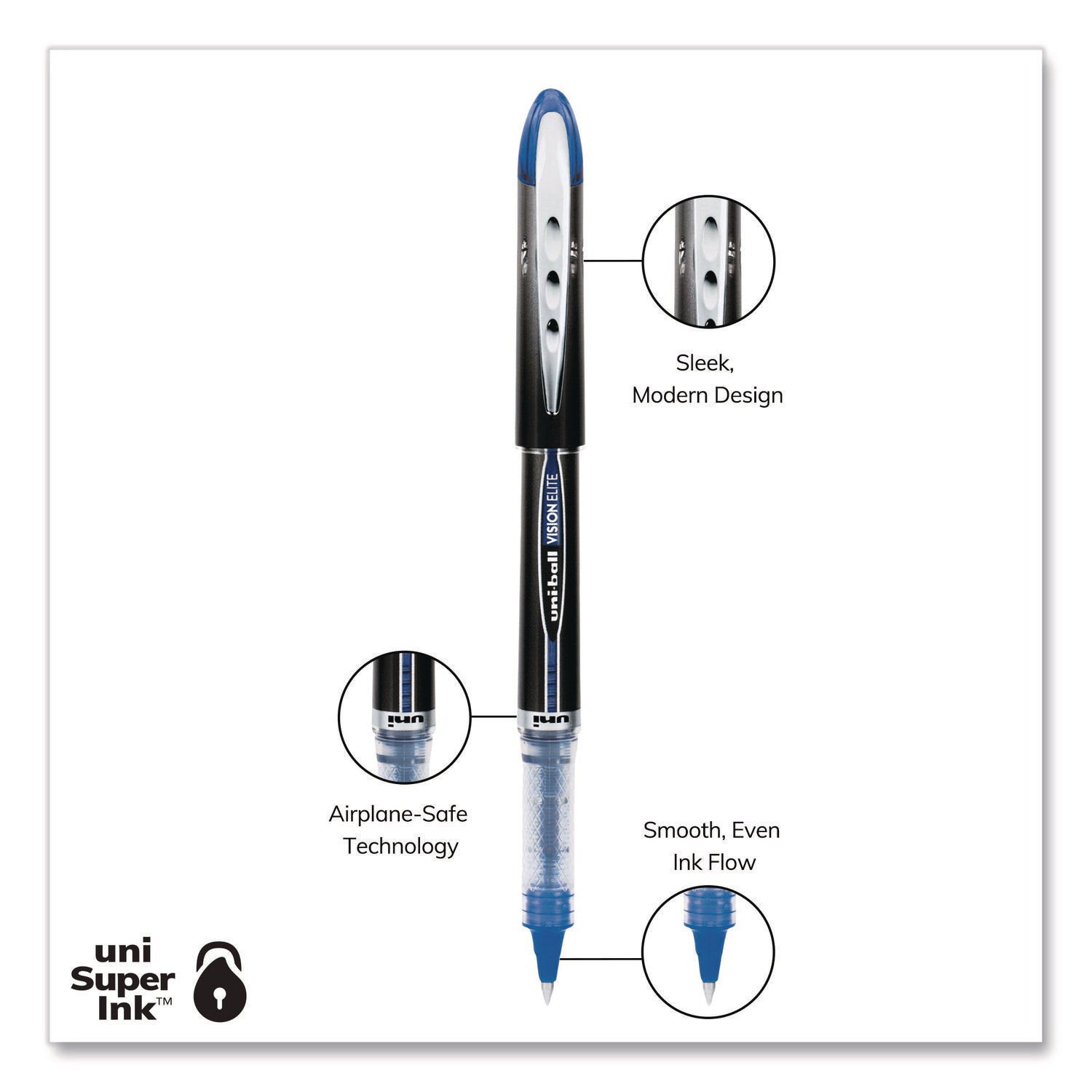 VISION ELITE Hybrid Gel Pen, Stick, Fine 0.5 mm, Assorted Ink and Barrel Colors
