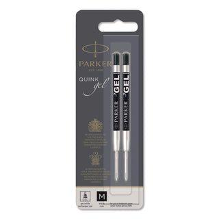 Refill for Parker Retractable Gel Ink Roller Ball Pens, Medium Conical Tip, Black Ink, 2/Pack