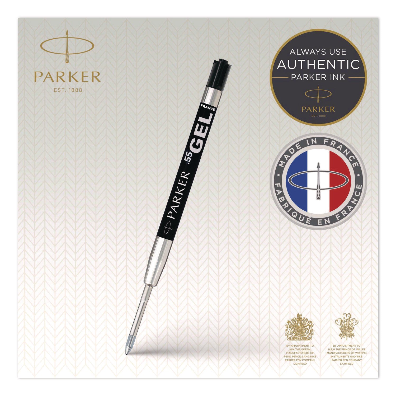 Refill for Parker Retractable Gel Ink Roller Ball Pens, Medium Conical Tip, Black Ink, 2/Pack