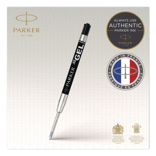 Refill for Parker Retractable Gel Ink Roller Ball Pens, Medium Conical Tip, Black Ink, 2/Pack
