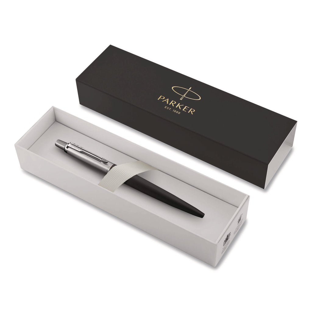 Jotter Ballpoint Pen, Retractable, Medium 1 mm, Blue Ink, Black/Chrome Barrel