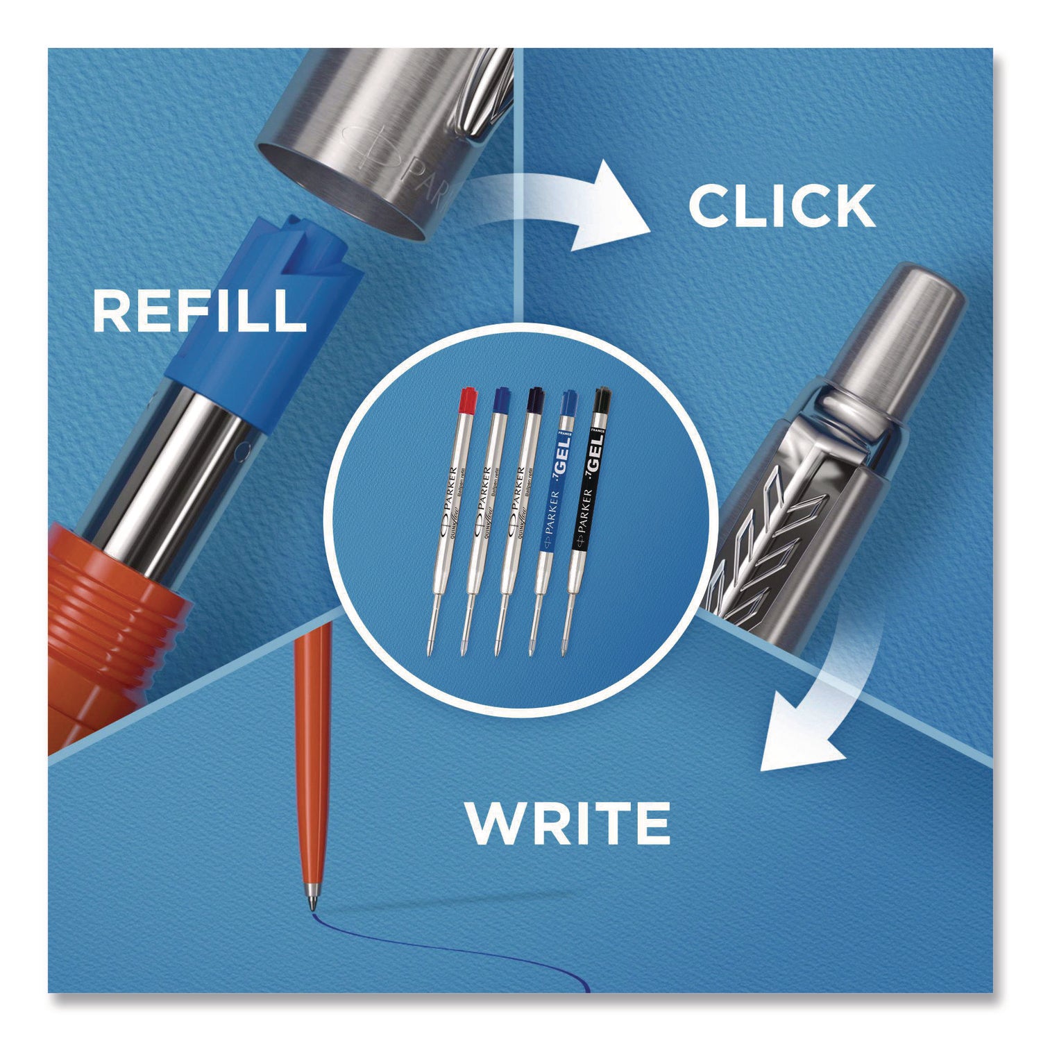 Jotter Ballpoint Pen, Retractable, Medium 1 mm, Blue Ink, Black/Chrome Barrel