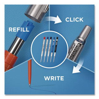 Jotter Ballpoint Pen, Retractable, Medium 1 mm, Blue Ink, Black/Chrome Barrel