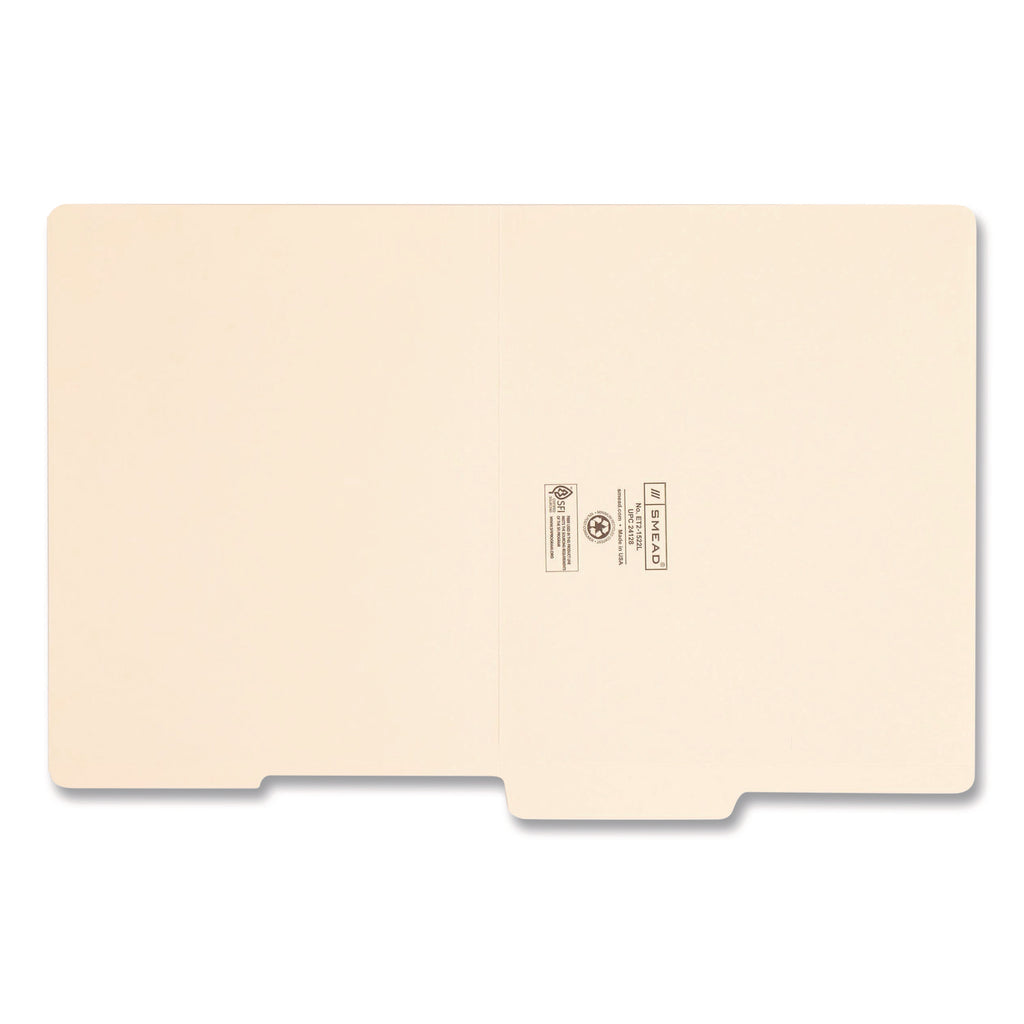 Heavyweight Manila End Tab Folders, 9" High Front, 1/2-Cut Tabs: Bottom, Letter Size, 0.75" Expansion, Manila, 100/Box