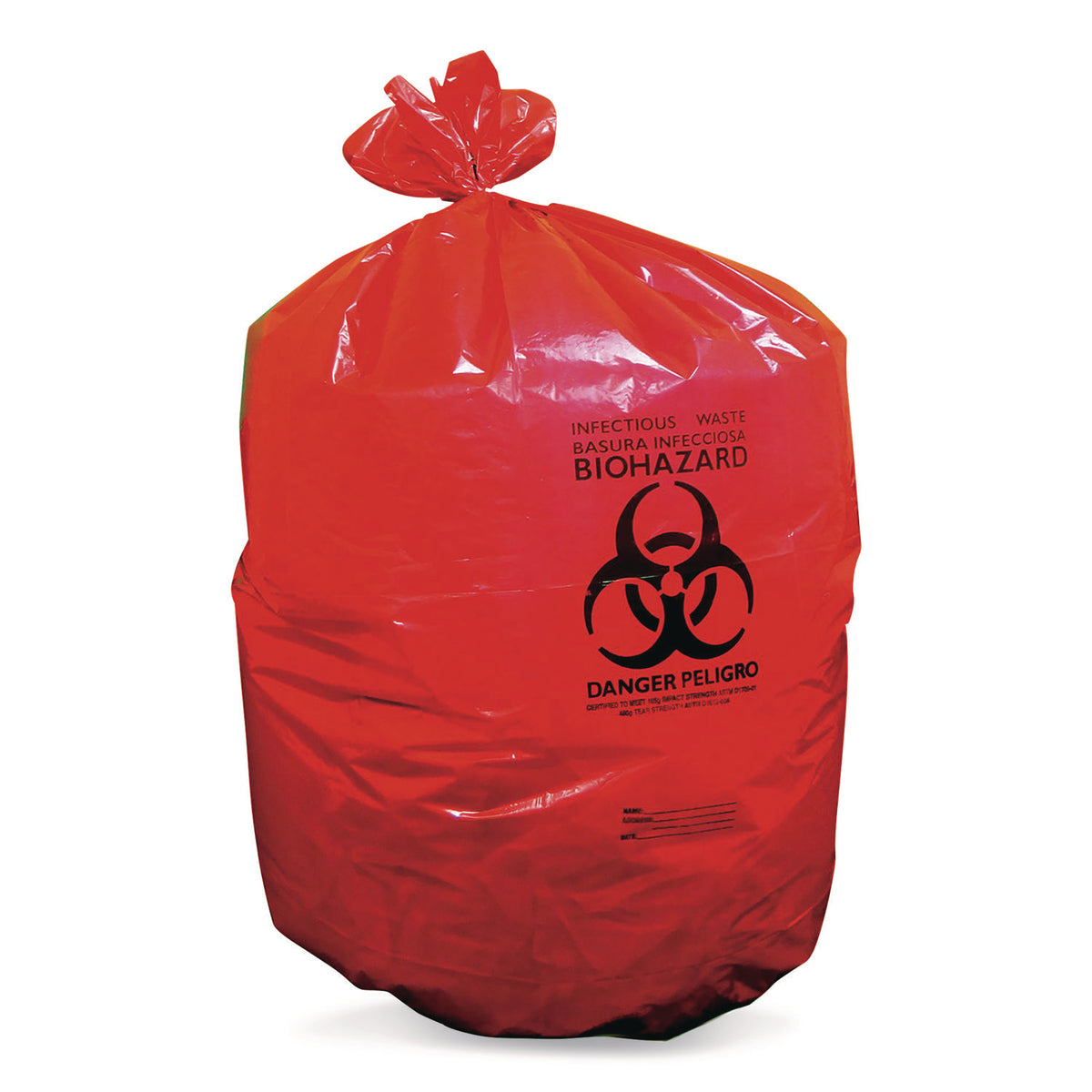 Heritage 1.3 mil Red Biohazard Can Liners - 46" Width x 40" Length - 1.30 mil (33 Micron) Thickness - Low Density - Red - Linear Low-Density Polyethylene (LLDPE) - 200/Carton - Can