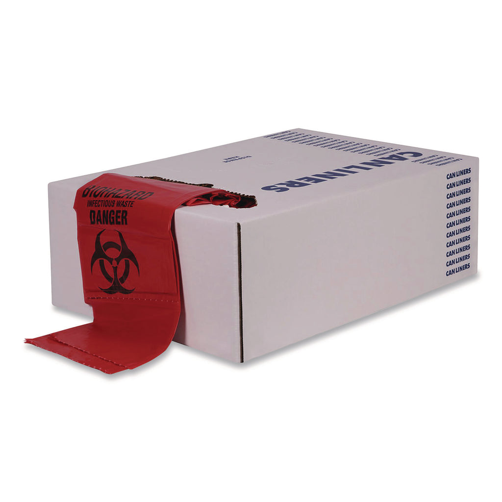 Heritage 1.3 mil Red Biohazard Can Liners - 46" Width x 40" Length - 1.30 mil (33 Micron) Thickness - Low Density - Red - Linear Low-Density Polyethylene (LLDPE) - 200/Carton - Can