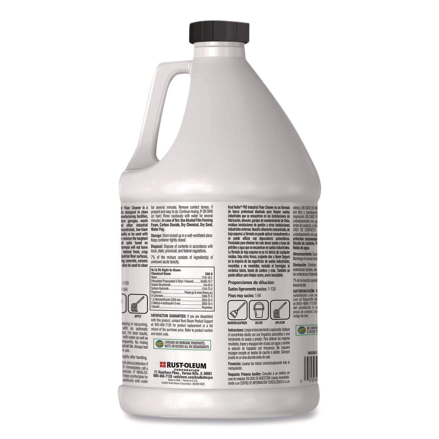 Concentrated Low Foam Industrial Floor Cleaner, Lemon Scent, 1 gal Bottle, 4/Carton