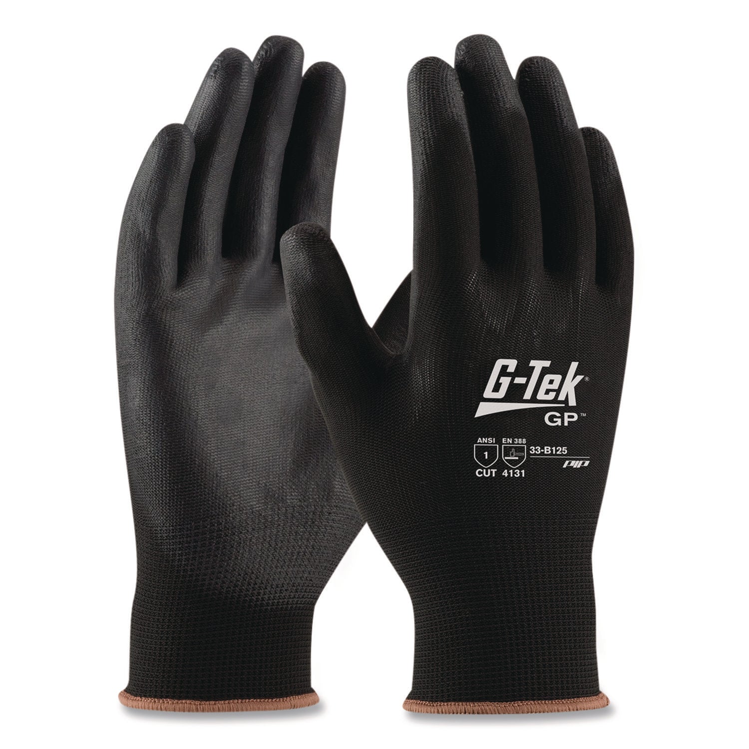 GP Polyurethane-Coated Nylon Gloves, Medium, Black, 12 Pairs
