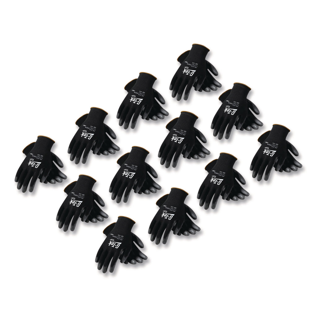 GP Polyurethane-Coated Nylon Gloves, Large, Black, 12 Pairs