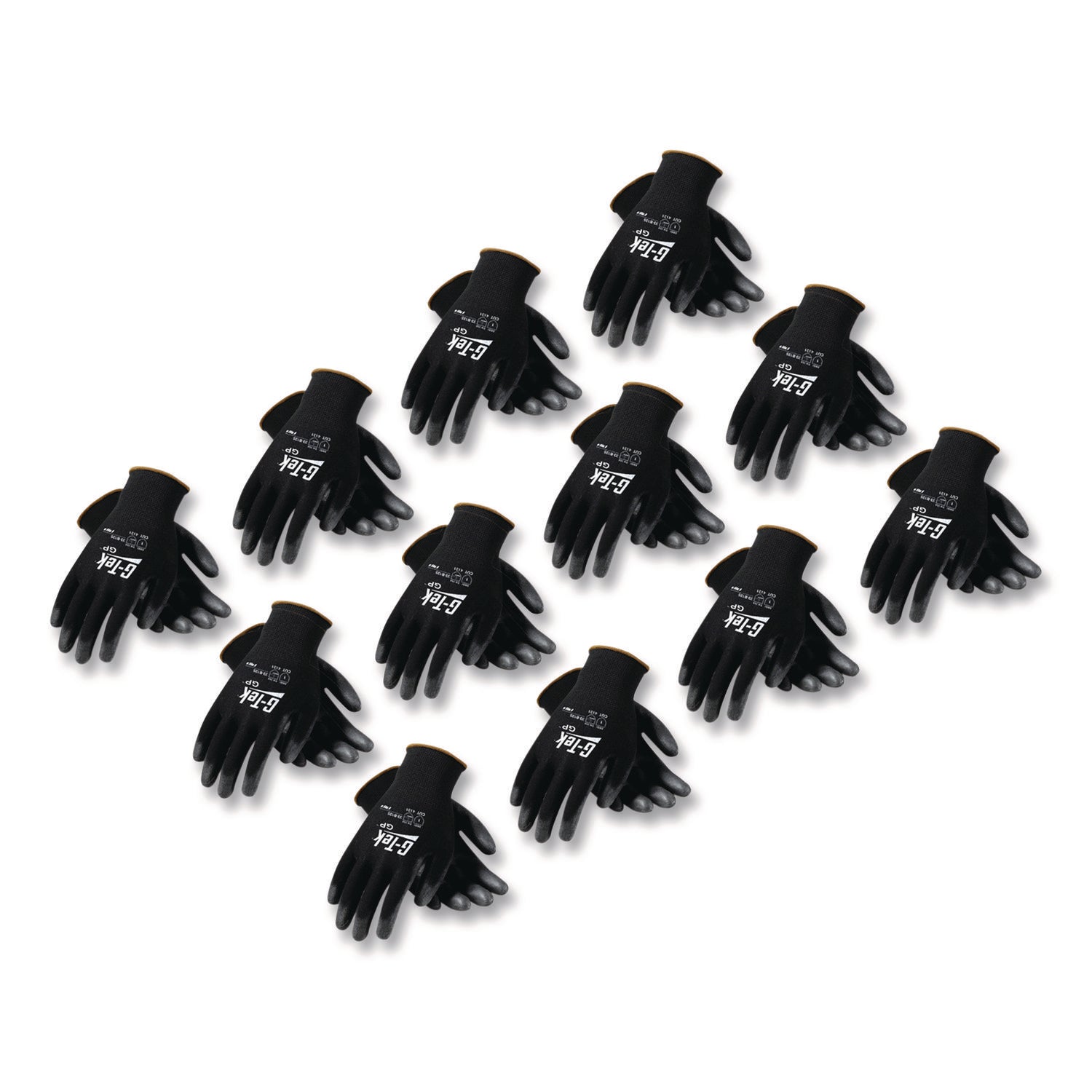 GP Polyurethane-Coated Nylon Gloves, Large, Black, 12 Pairs