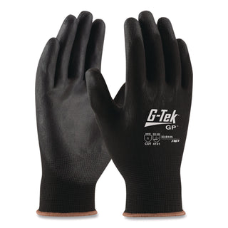 GP Polyurethane-Coated Nylon Gloves, Large, Black, 12 Pairs