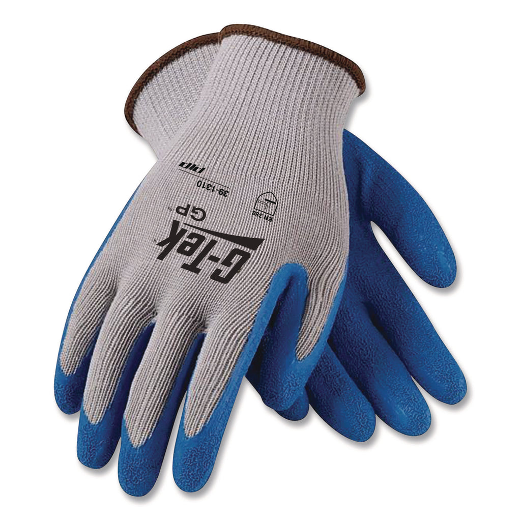 GP Latex-Coated Cotton/Polyester Gloves, X-Large, Gray/Blue, 12 Pairs