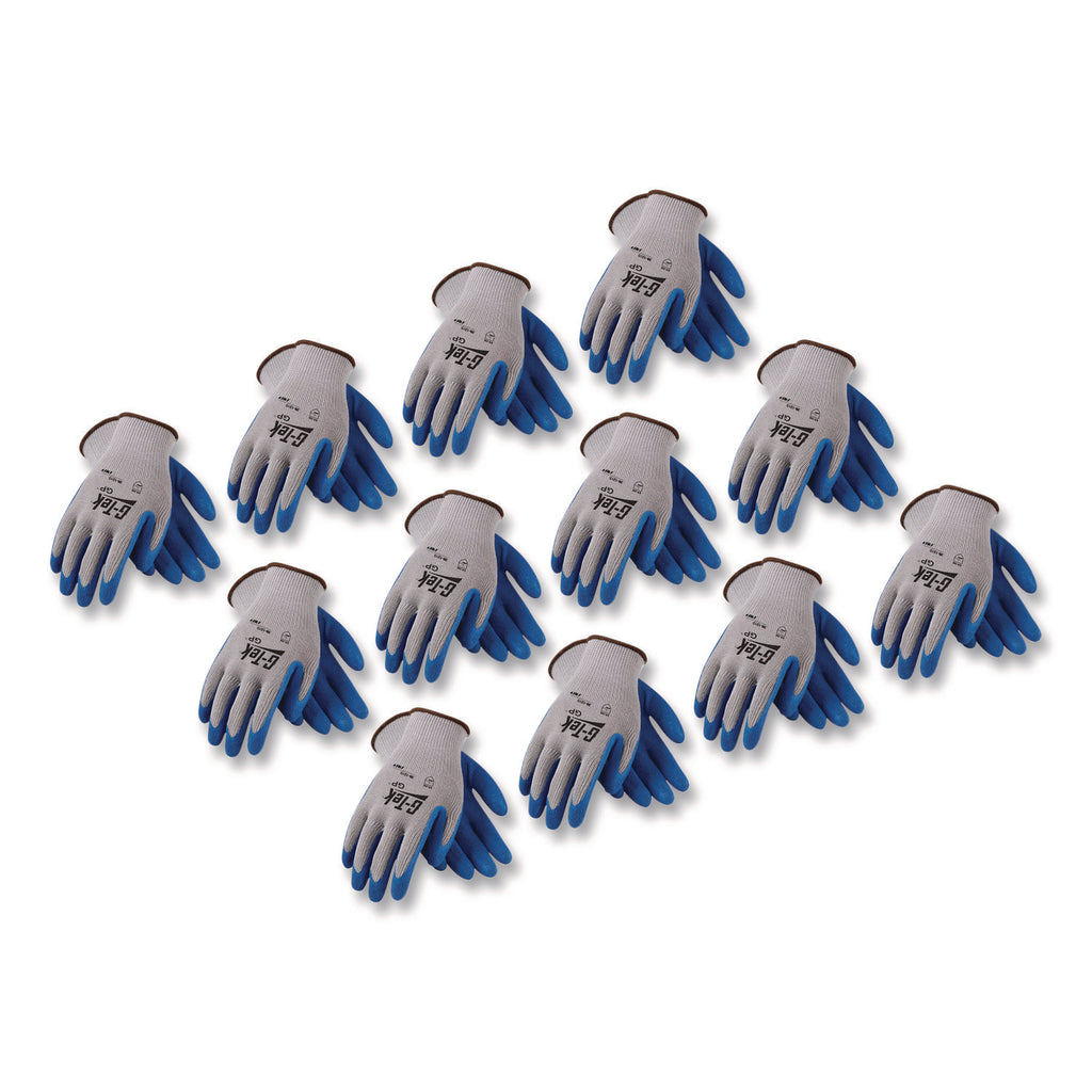 GP Latex-Coated Cotton/Polyester Gloves, Medium, Gray/Blue, 12 Pairs