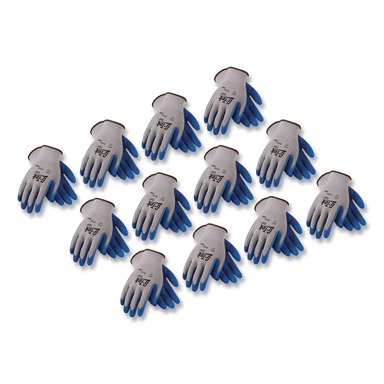 GP Latex-Coated Cotton/Polyester Gloves, Medium, Gray/Blue, 12 Pairs