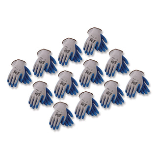 GP Latex-Coated Cotton/Polyester Gloves, Medium, Gray/Blue, 12 Pairs
