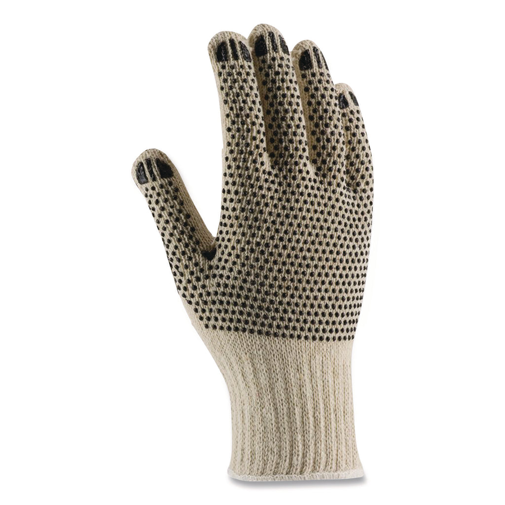 PVC-Dotted Cotton/Polyester Work Gloves, Small, Gray/Black, 12 Pairs