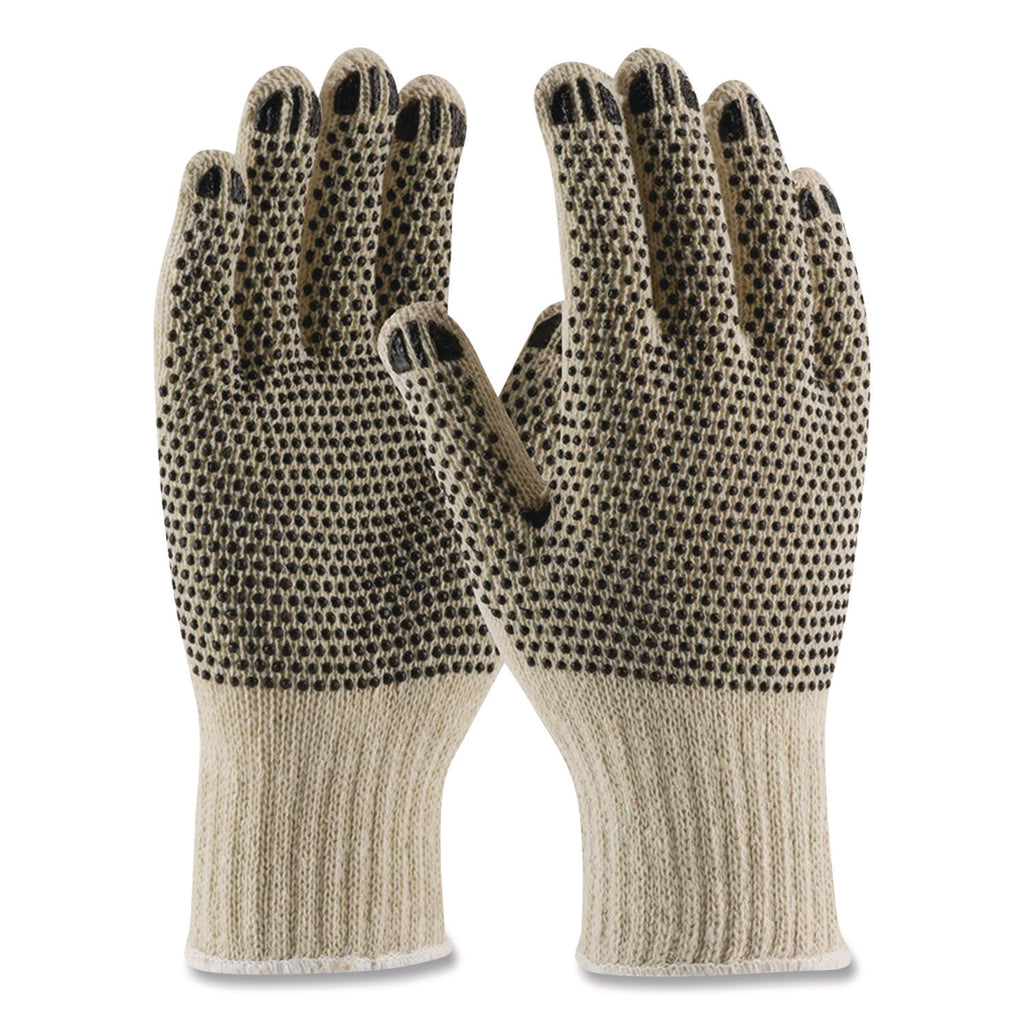 PVC-Dotted Cotton/Polyester Work Gloves, Small, Gray/Black, 12 Pairs