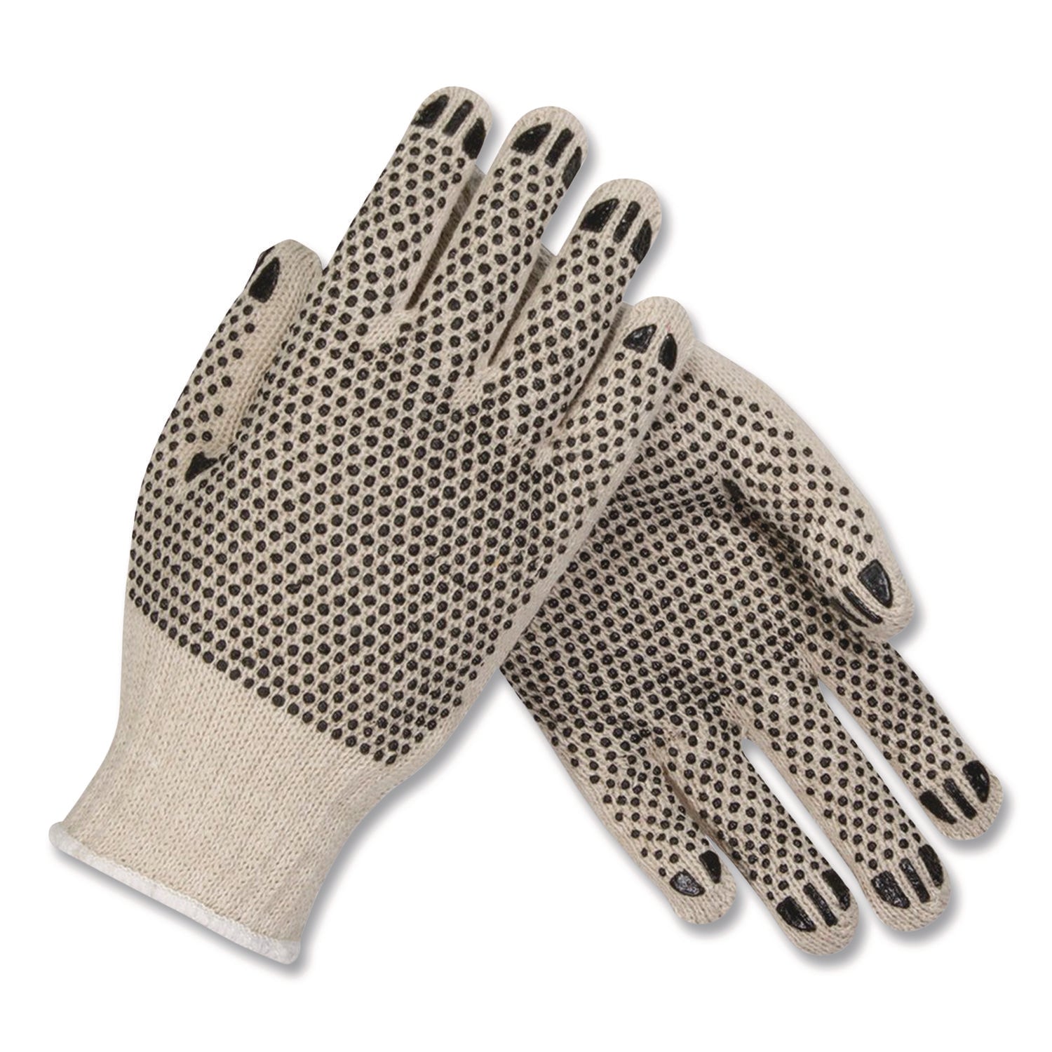 PVC-Dotted Cotton/Polyester Work Gloves, Small, Gray/Black, 12 Pairs