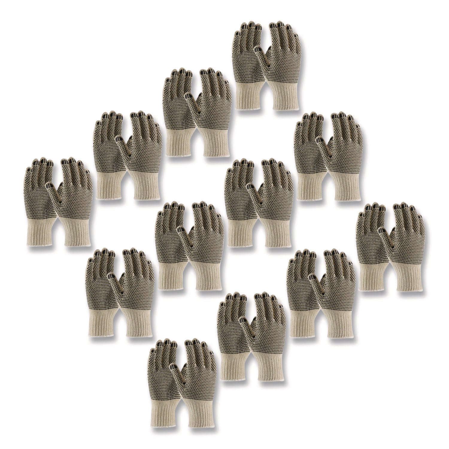 PVC-Dotted Cotton/Polyester Work Gloves, Large, Gray/Black, 12 Pairs