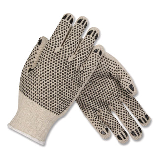 PVC-Dotted Cotton/Polyester Work Gloves, Large, Gray/Black, 12 Pairs