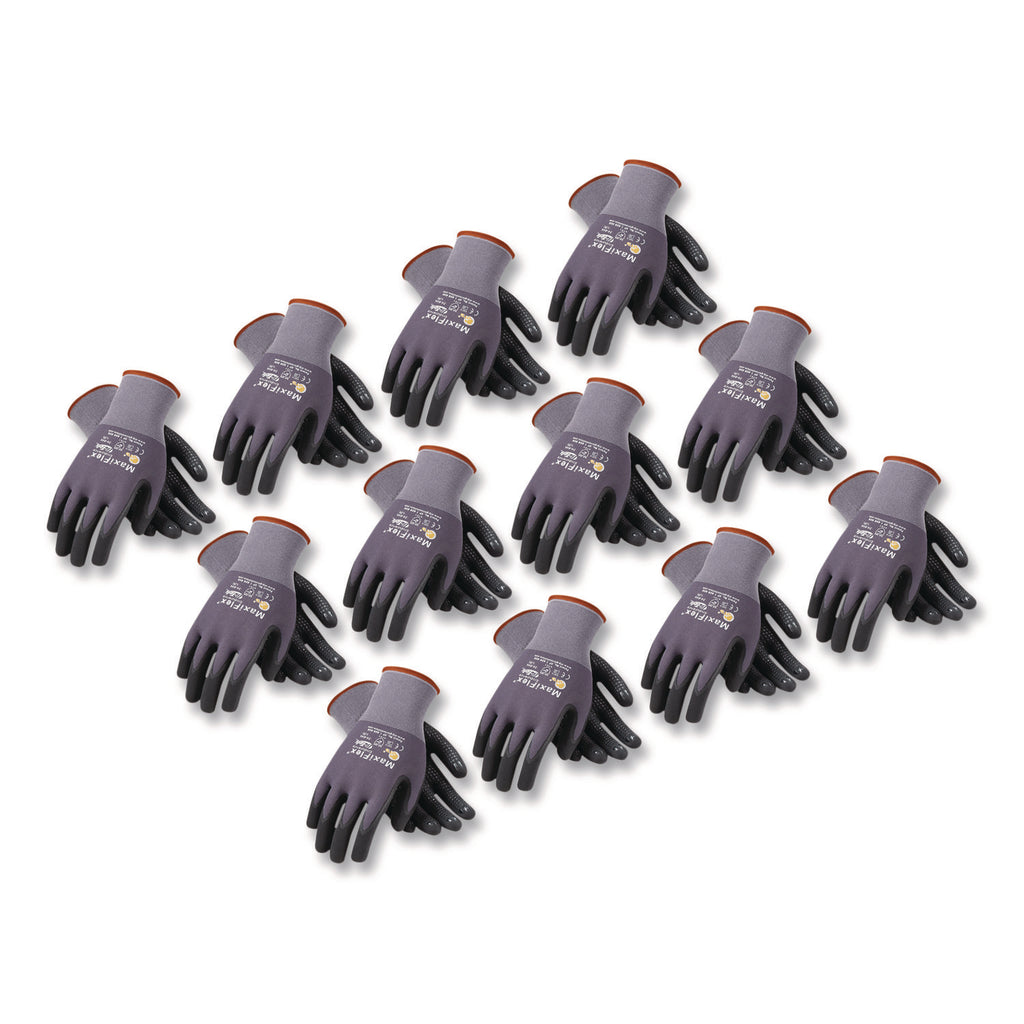 Ultimate Seamless Knit Nylon Gloves, Nitrile Coated MicroFoam Grip on Palm, Fingers and Knuckles, X-Large, Gray, 12 Pairs