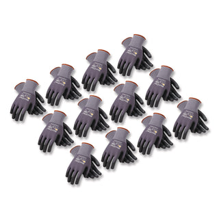 Ultimate Seamless Knit Nylon Gloves, Nitrile Coated MicroFoam Grip on Palm, Fingers and Knuckles, X-Large, Gray, 12 Pairs