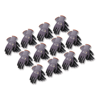 Ultimate Seamless Knit Nylon Gloves, Nitrile Coated MicroFoam Grip on Palm and Fingers, X-Large, Gray, 12 Pairs