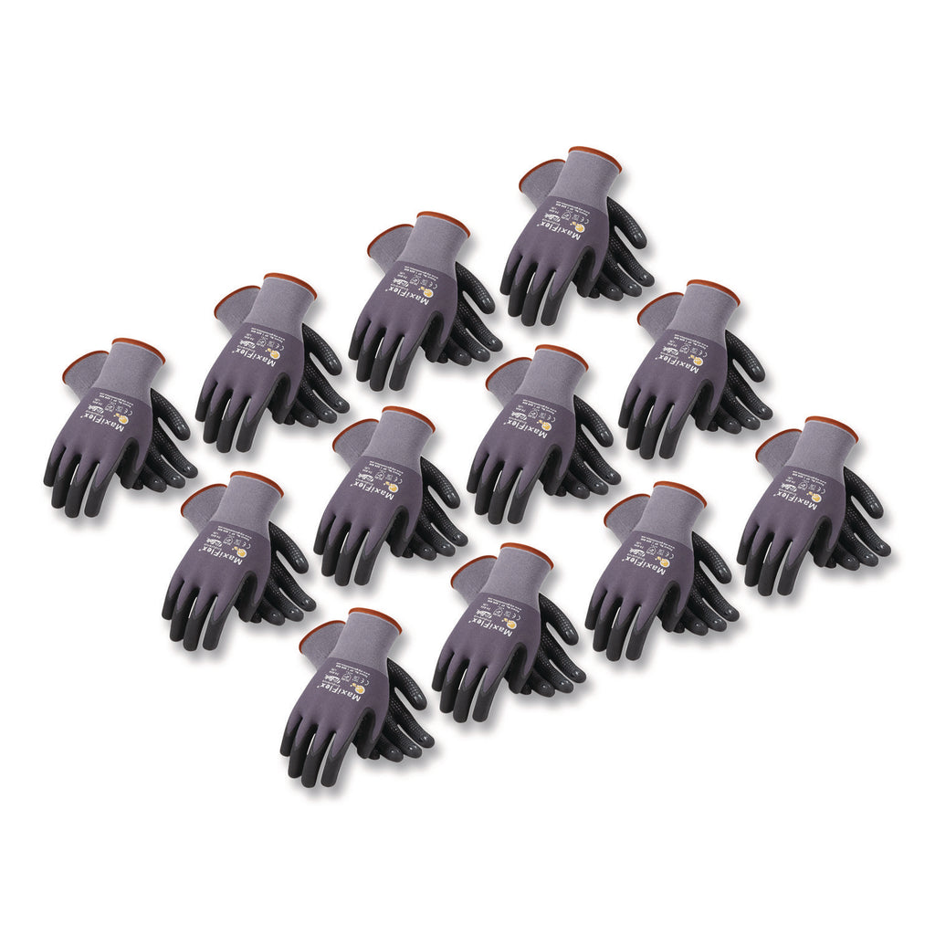 Ultimate Seamless Knit Nylon Gloves, Nitrile Coated MicroFoam Grip on Palm and Fingers, Medium, Gray, 12 Pairs