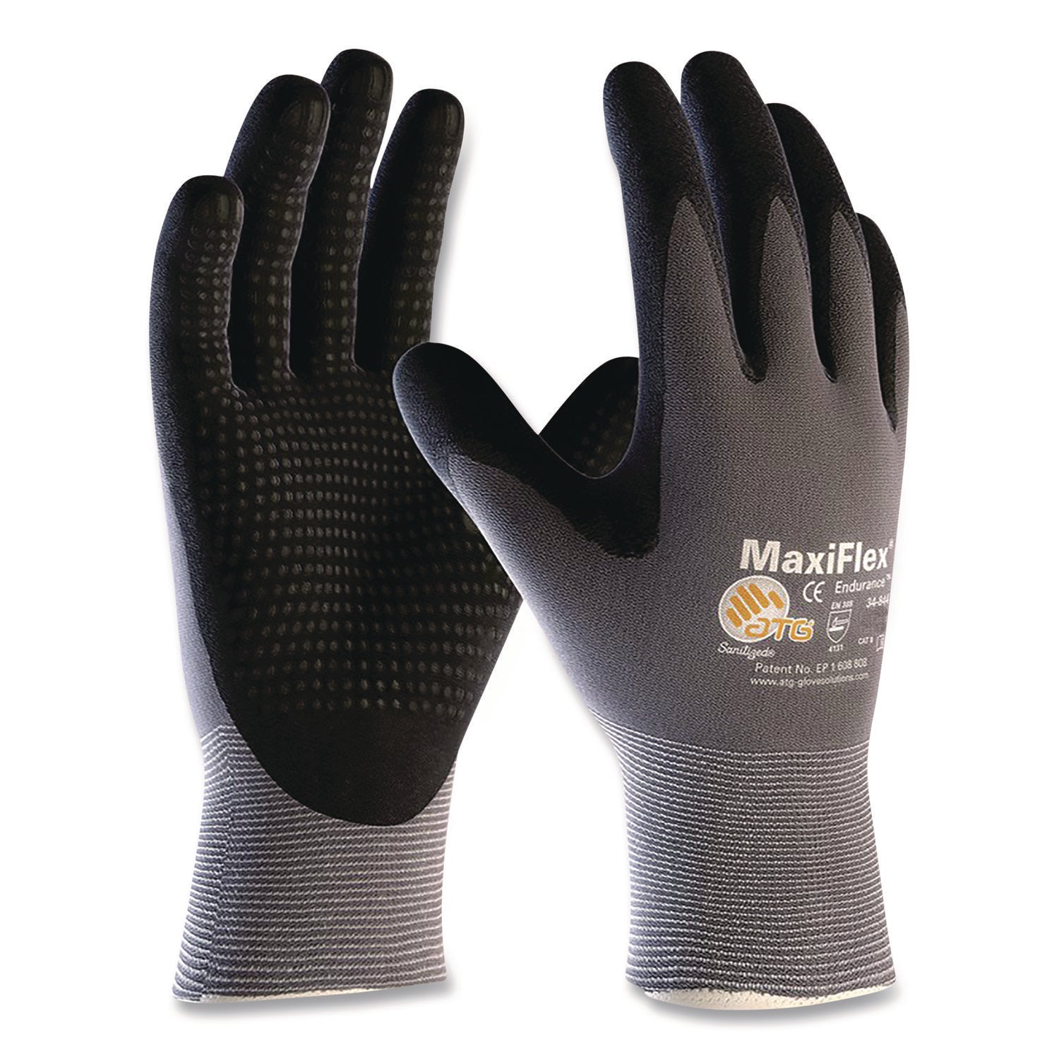 Ultimate Seamless Knit Nylon Gloves, Nitrile Coated MicroFoam Grip on Palm and Fingers, Medium, Gray, 12 Pairs