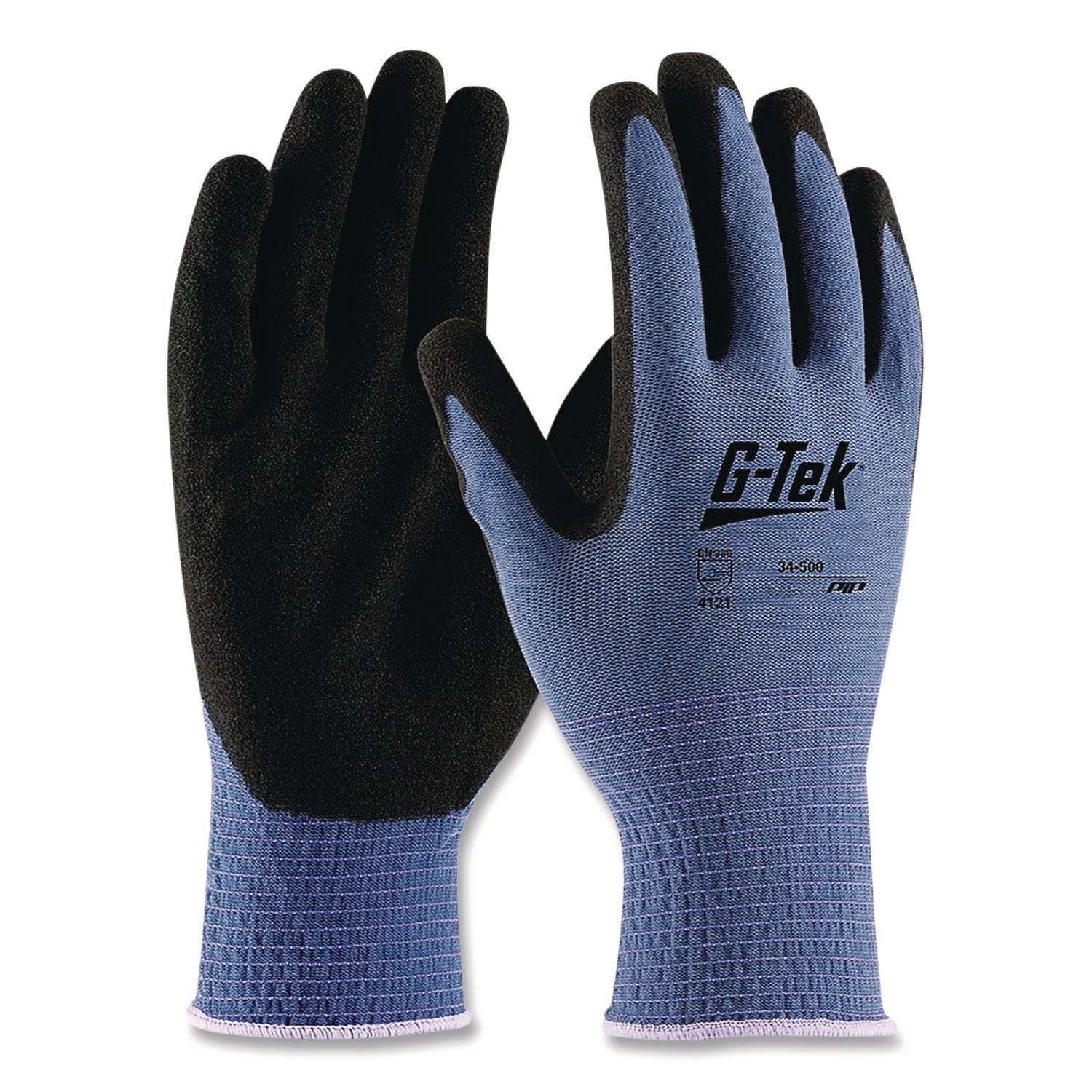 GP Nitrile-Coated Nylon Gloves, Small, Blue/Black, 12 Pairs