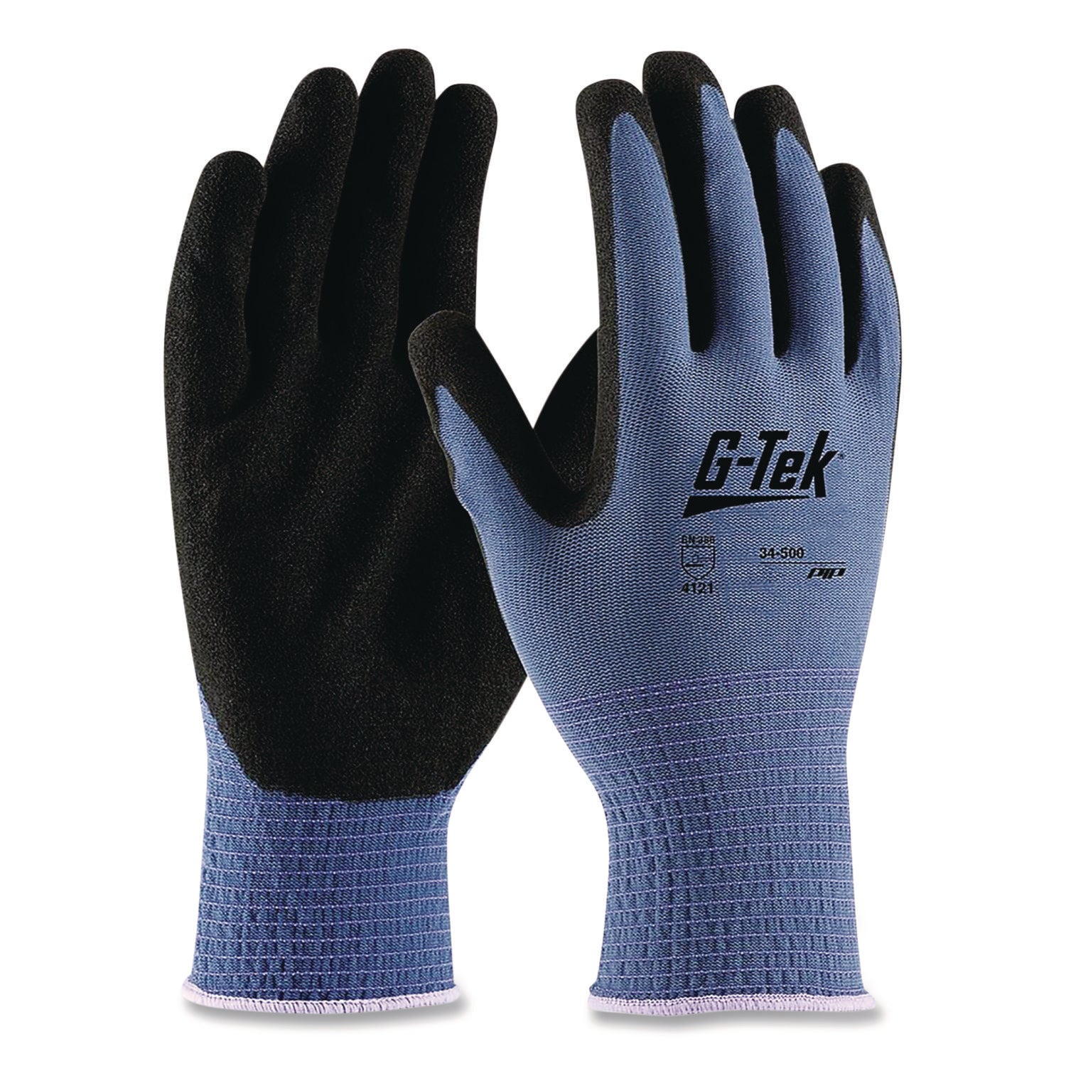 GP Nitrile-Coated Nylon Gloves, Medium, Blue/Black, 12 Pairs